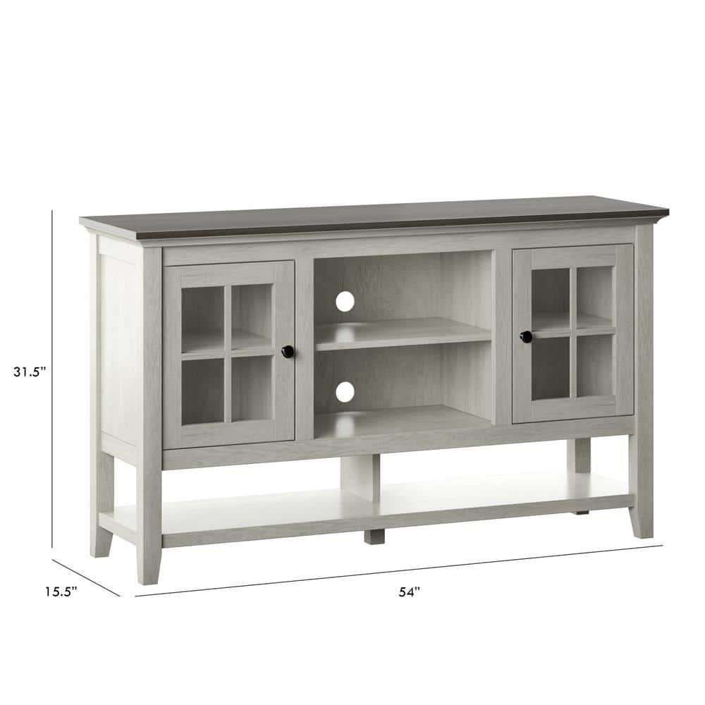 Twin Star Home TV Stand for TVs up to 60" with Windowpane Cabinet Doors