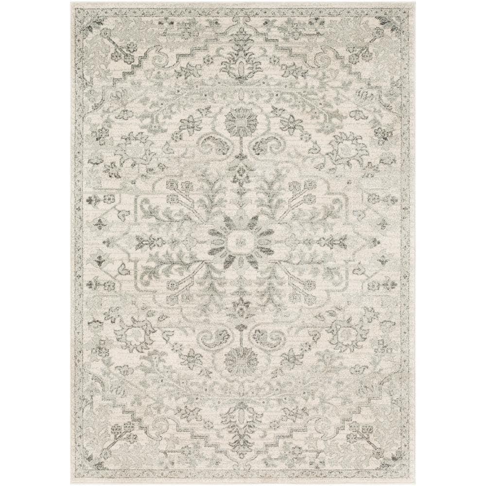 Livabliss Harput Vintage Medallion Area Rug,2' x 2'11",Light Grey