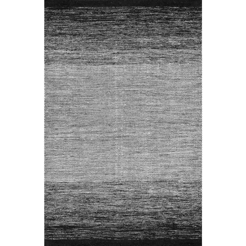 Nuloom Desantis Striped 6x9 Wool Indoor Area Rug for Living Room Bedroom Dining Room Kitchen, Black and White/Blue