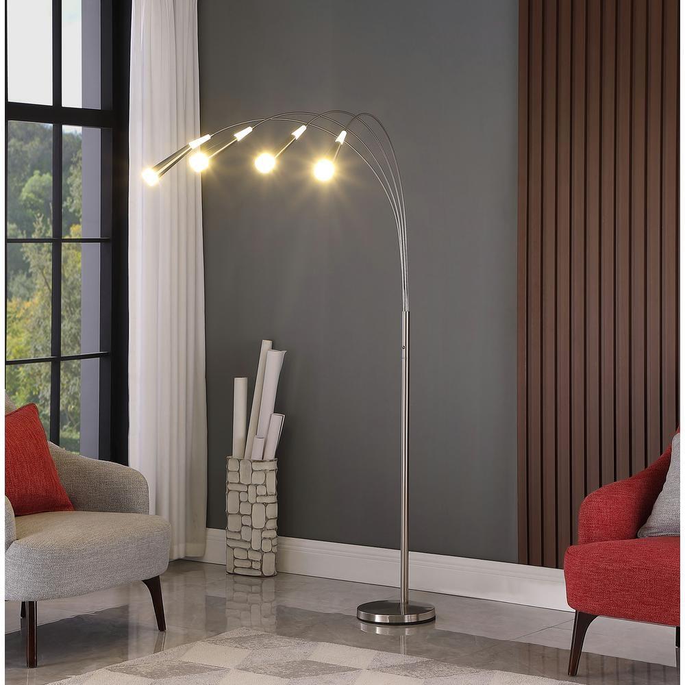 ORE International  72 in. Kiery 4 Arm Aluminum LED Arc Floor Lamp