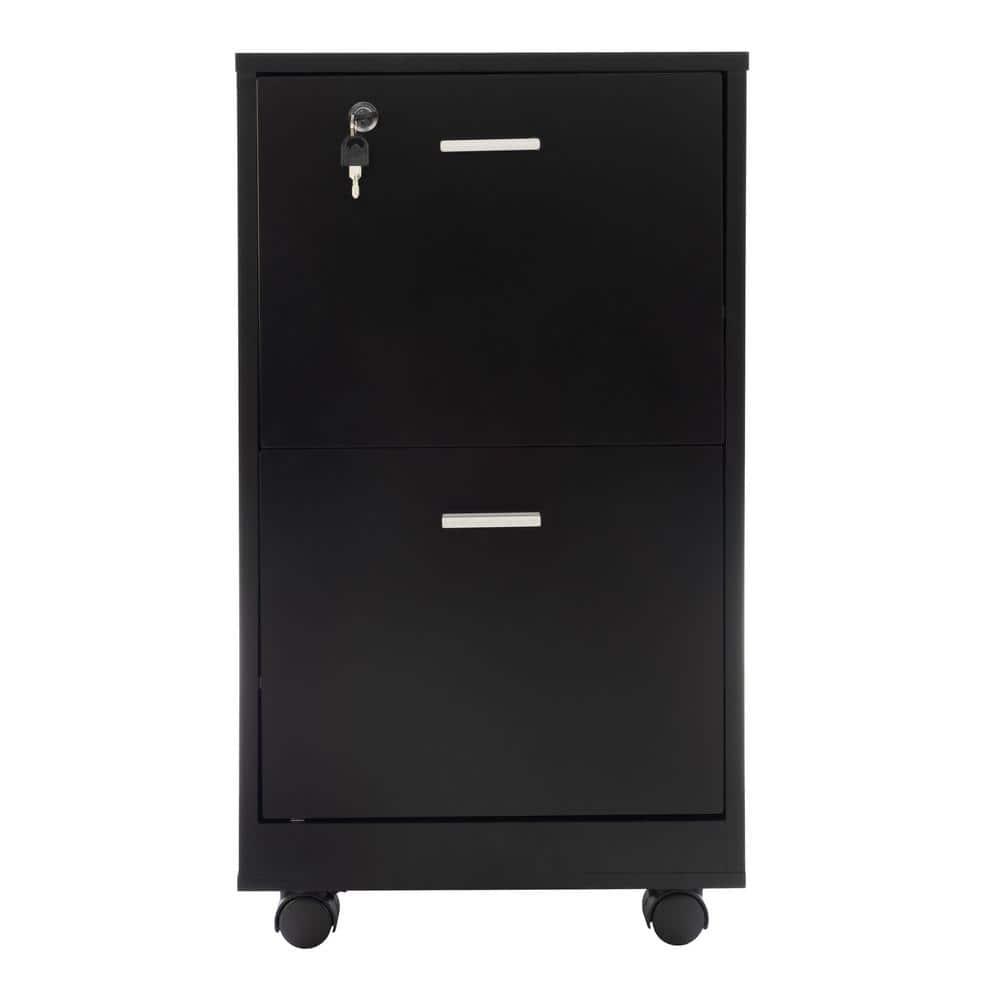 Lavish Home 2-Drawer File Cabinet with Lock and Rolling Wheels (Black)
