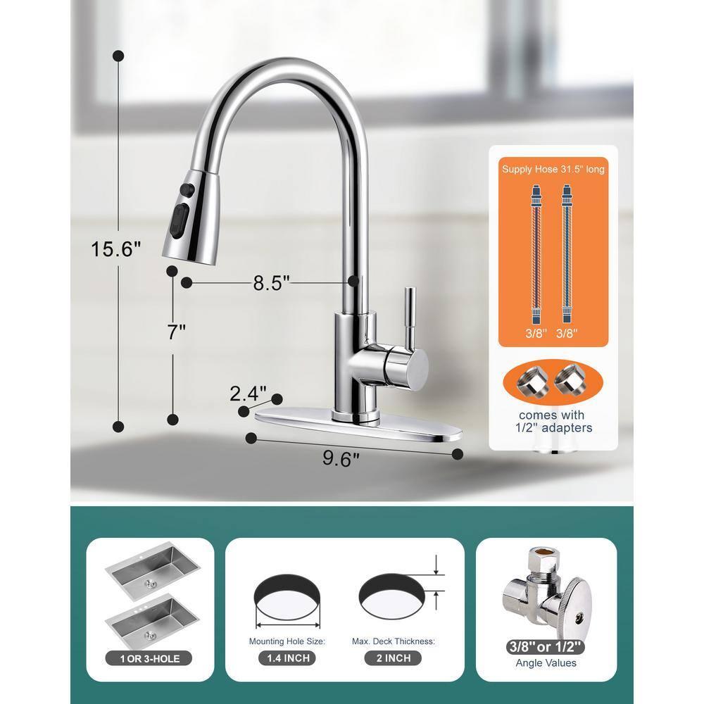 Touchless Kitchen Faucet Stainless Steel: WOWOW Smart Motion Sensor Kitchen Sink Faucet with Sprayer, Automatic Hand-Free Polished Chrome Kitchen Faucet for Sink 1 or 3 Hole
