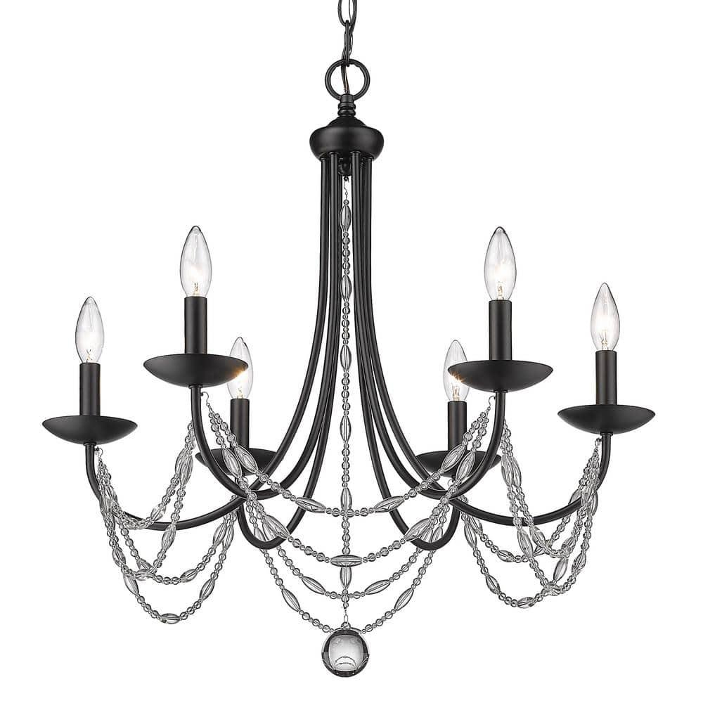 Golden Lighting Mirabella 6-Light Chandelier in Matte Black