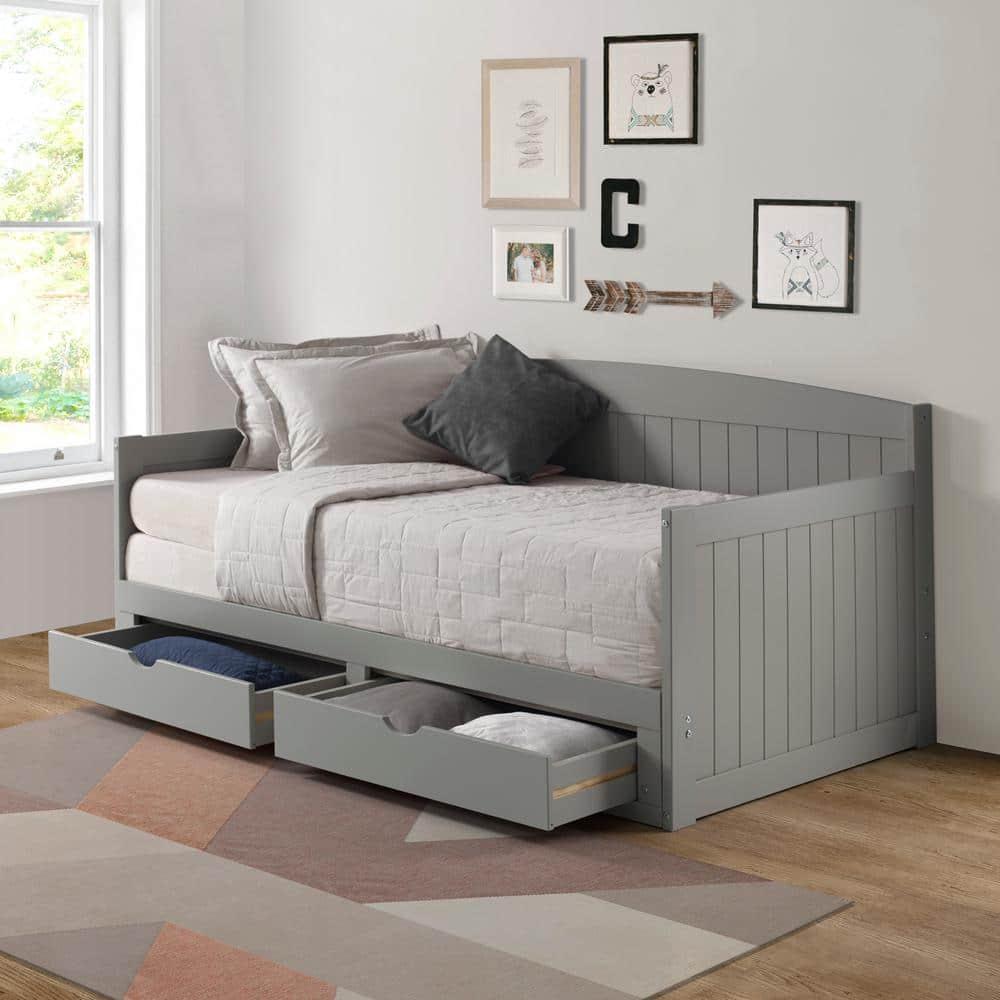 Alaterre Furniture King Harmony Kids' Daybed with Conversion Dove Gray