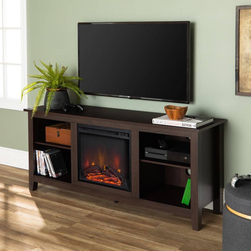 Walker Edison Traditional Fireplace TV Stand for TVs up to 64" - Espresso