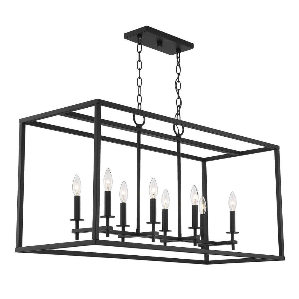 Trade Winds Mia 8-Light Outdoor Linear Chandelier in Matte Black