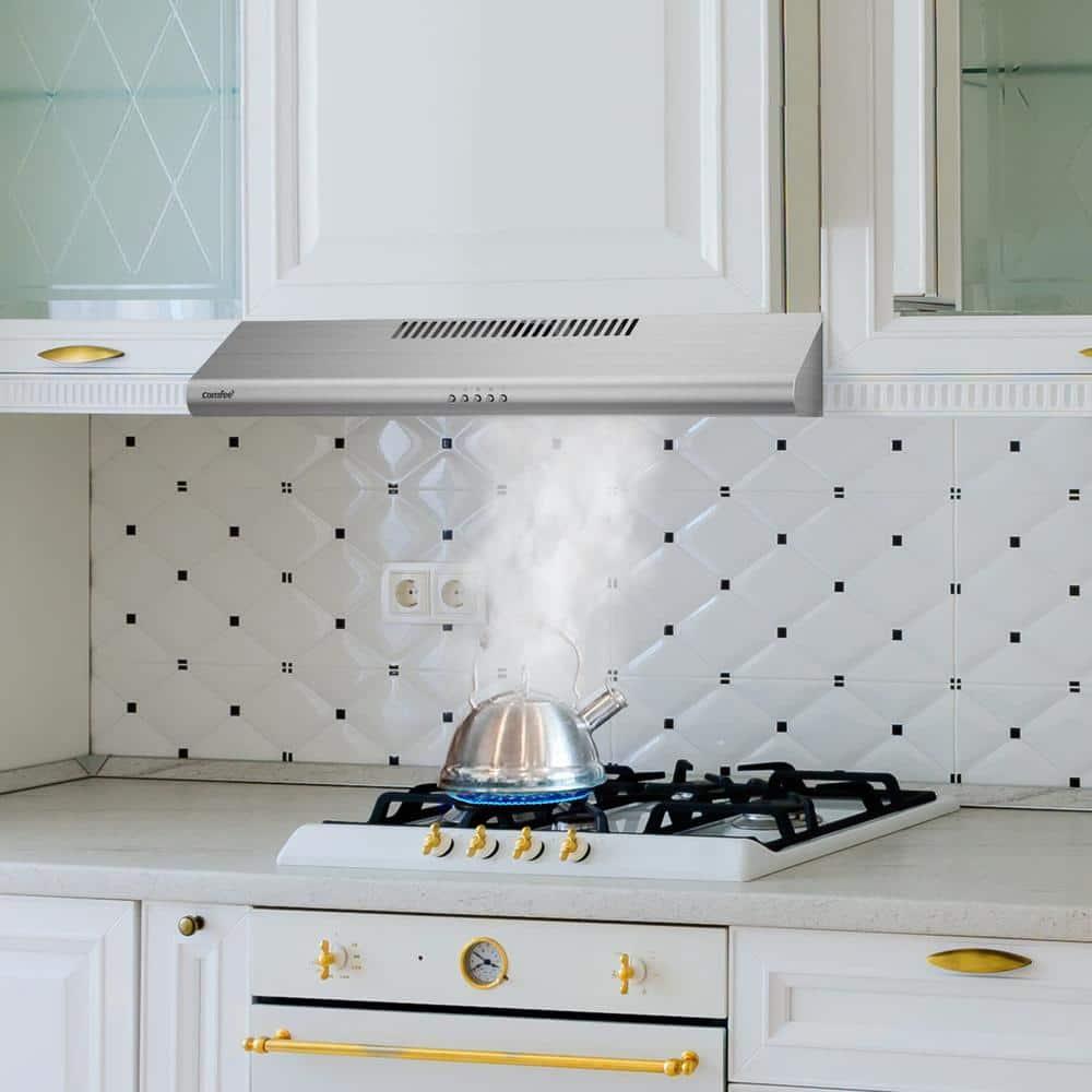 30 in. 200 CFM Convertible Ducted Under Cabinet Range Hood in Stainless Steel with 2 Reuseable Filters and 2 LED Lights