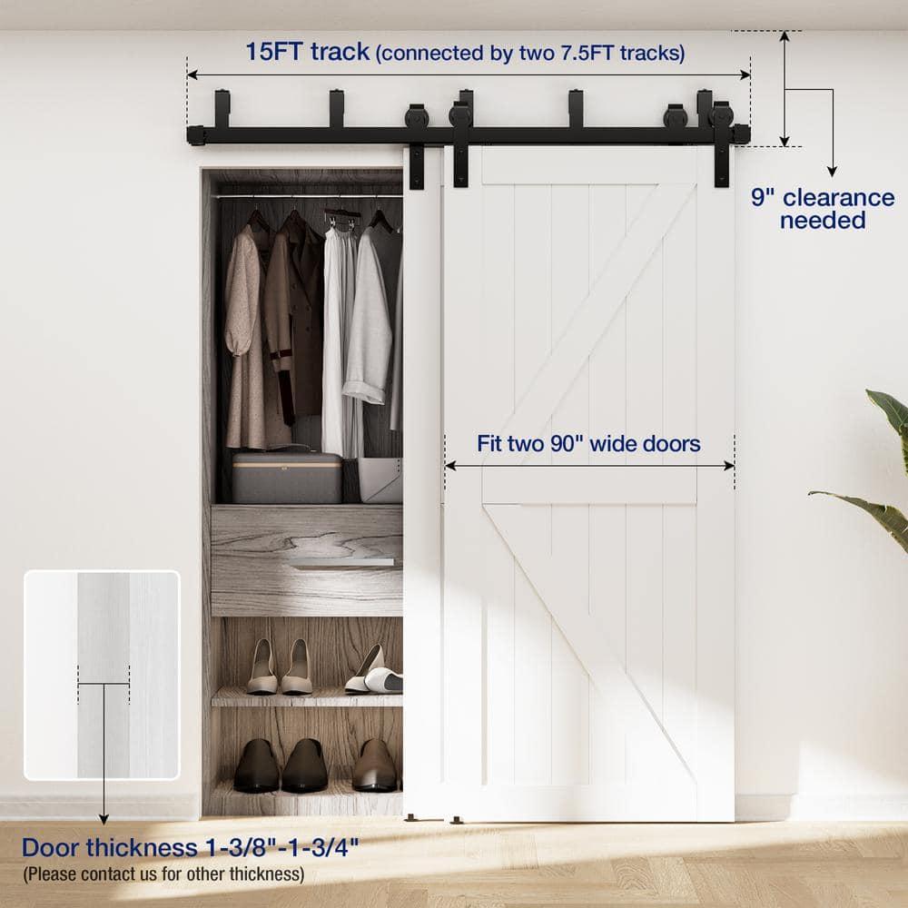 Lazio LAZ Sliding Double Bypass Double Door Barn Door Hardware Kit