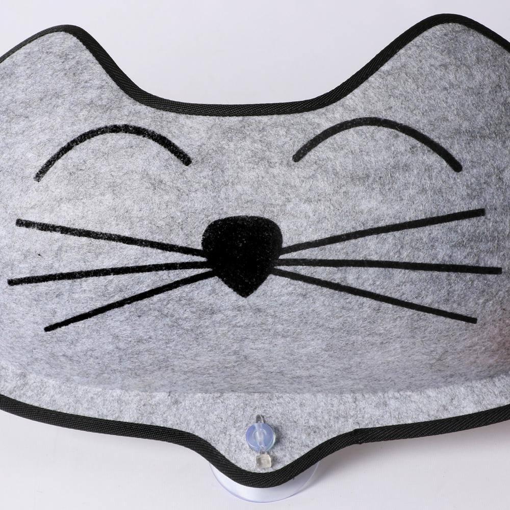 K&H Pet Products EZ Mount Window Bed Kitty Sill Gray with Kitty Face 27 X 11 X 6 Inches
