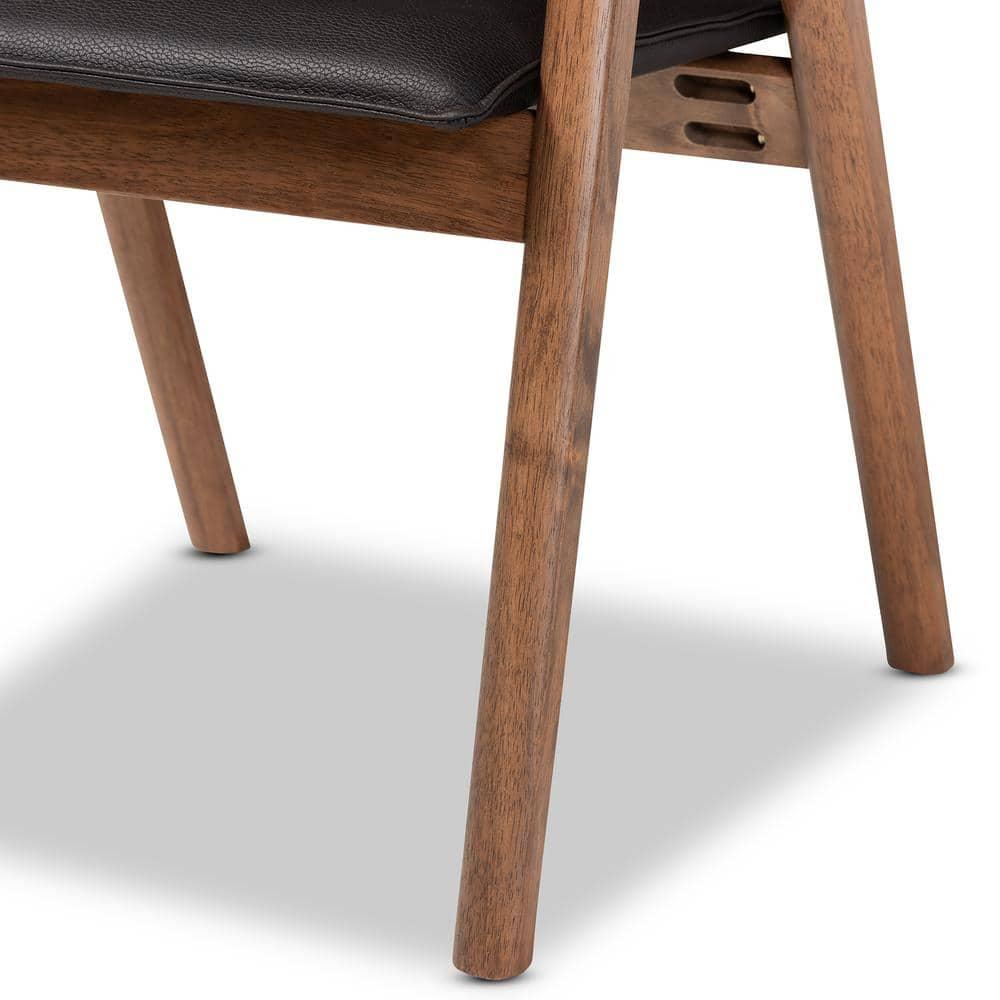 2pc Marcena Imitation Leather Dining Chair Set with Sloping Armrests - Baxton Studio
