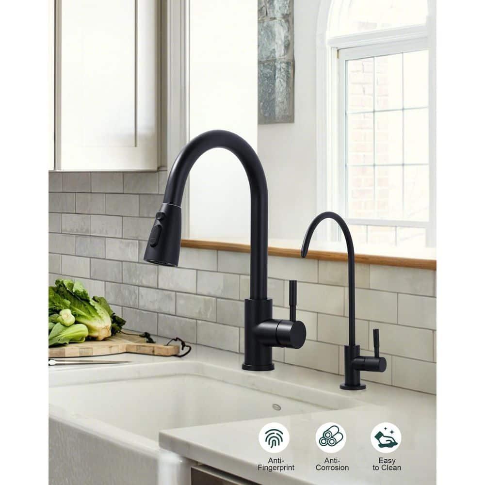 ARCORA ARCORA Stainless Steel Pull-Down Kitchen Faucet and Water Filter Faucet Combo AR7100301B-L