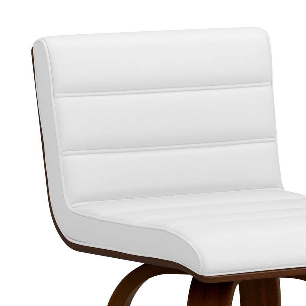 Simpli Home Roland Swivel Upholstered Mid-Century Modern Stool with Padded Seat and Back