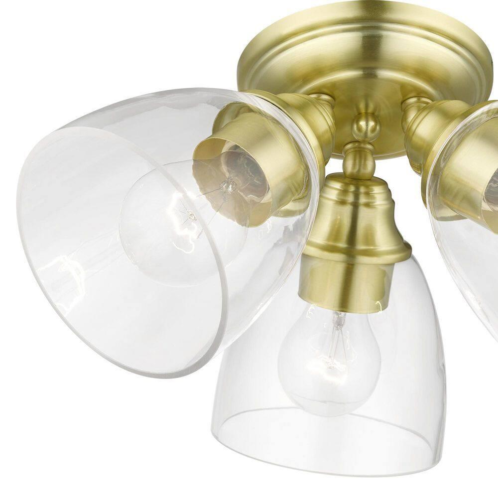 Livex Lighting Montgomery 3 - Light Flush Mount in  Satin Brass
