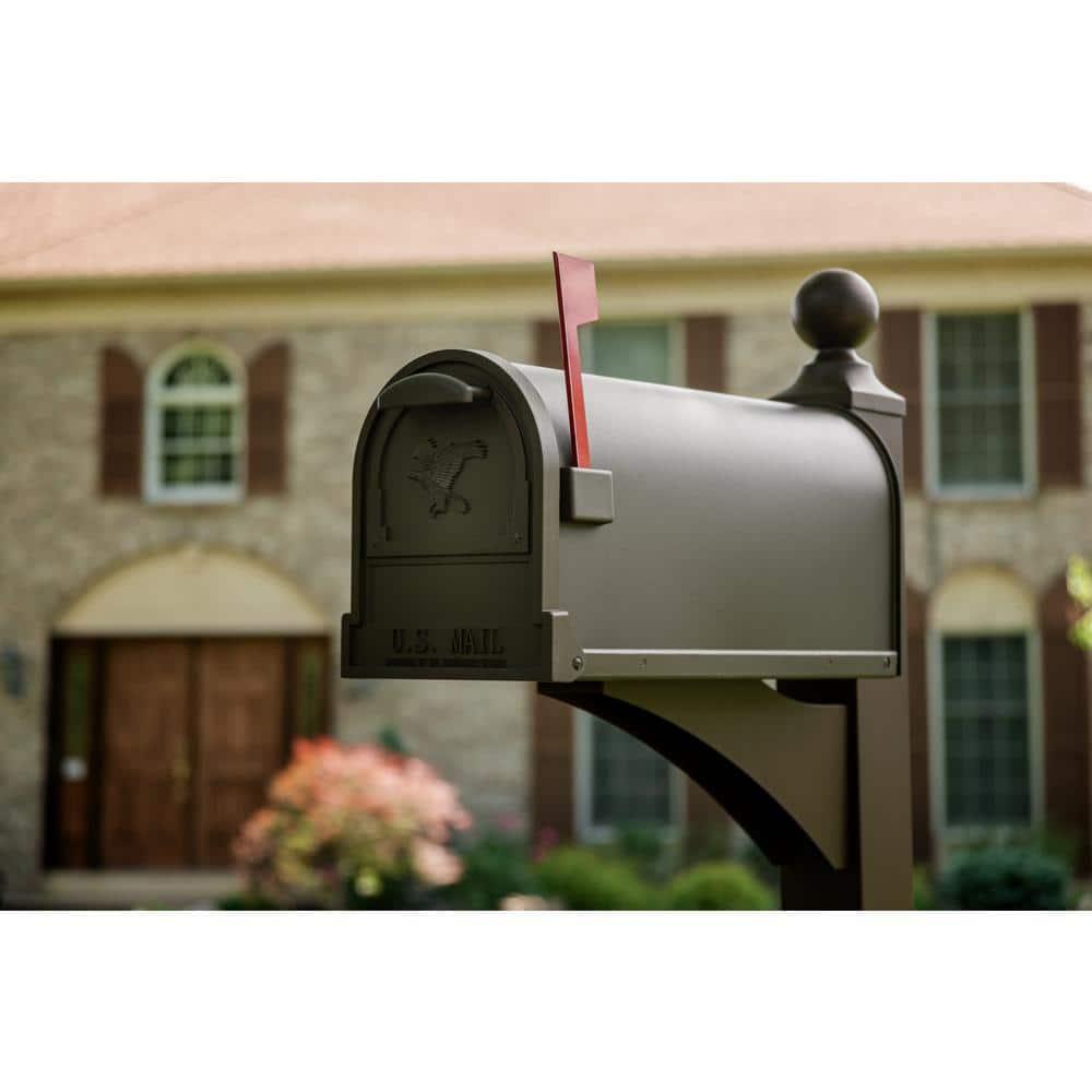 Gibraltar Mailboxes Arlington Classic Galvanized Steel Post Mount Bronze Mailbox