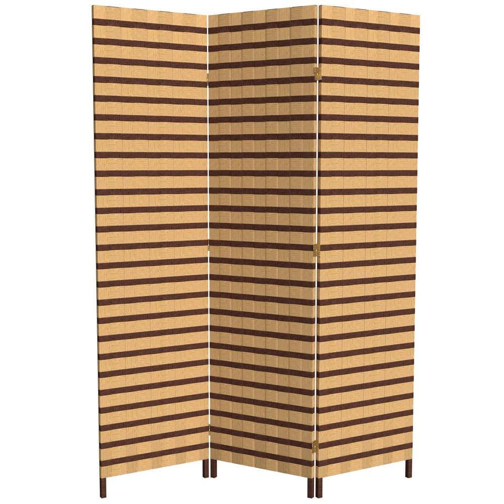Oriental Furniture 6 ft. Tall Two Tone Natural Fiber Room Divider - 3 Panel