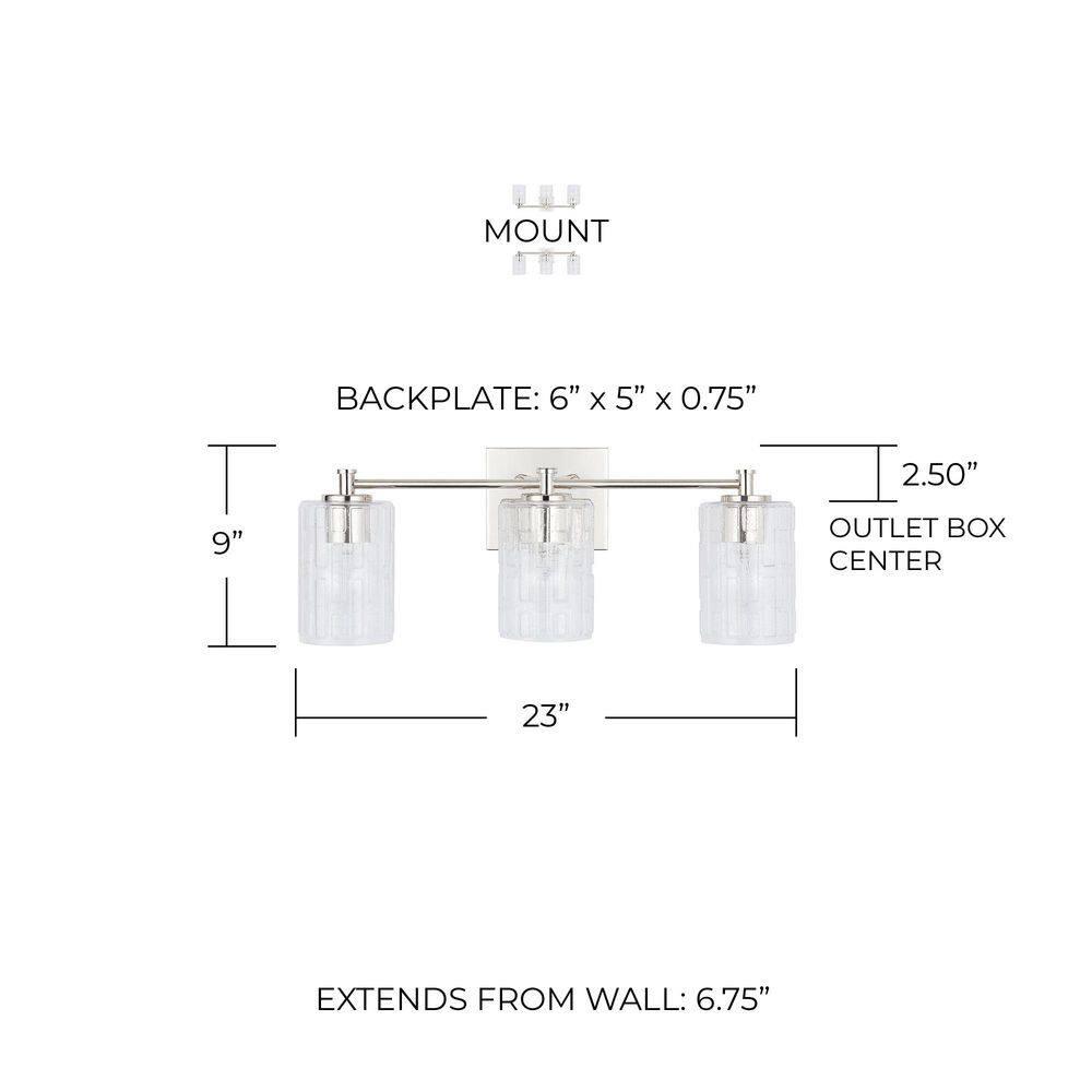 Capital Lighting - 3 Light Transitional Bath Vanity Approved for Damp Locations