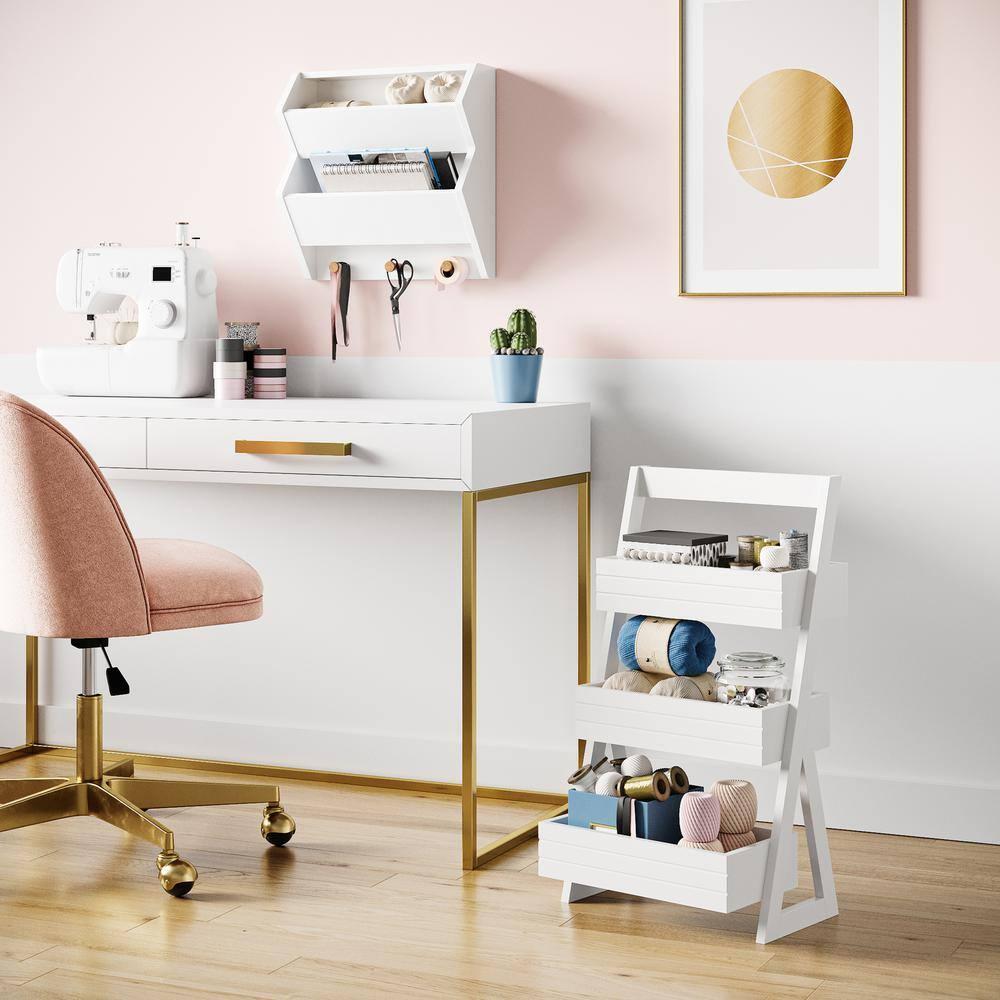 RiverRidge Home RiverRidge Kids Catch-All Wall Bookshelf with 2 Toy Storage Cubbies and 3 Wooden Hooks for Playroom, Nursery, and Reading Nook - White