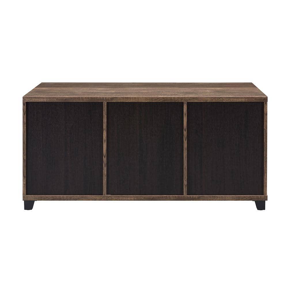 DremFaryoyo Nineel Coffee Table  Obscure Glass  Rustic Oak & Black Finish 87955