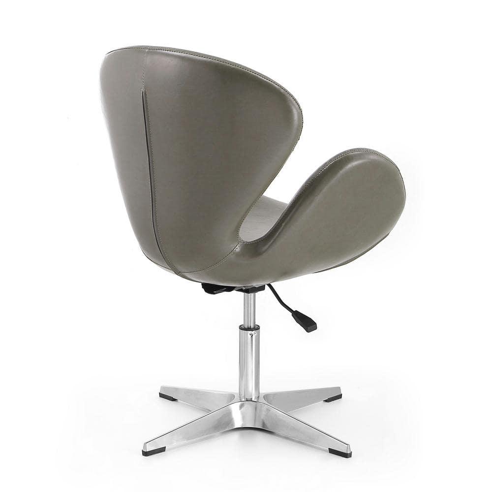 Set of 2 Raspberry Faux Leather Adjustable Swivel Chairs Pebble - Manhattan Comfort