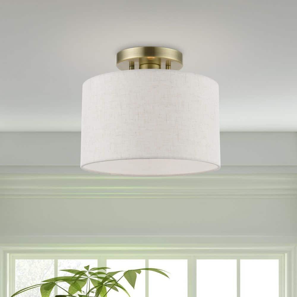 Livex Lighting Blossom 1 - Light Semi-Flush Mount in  Antique Brass
