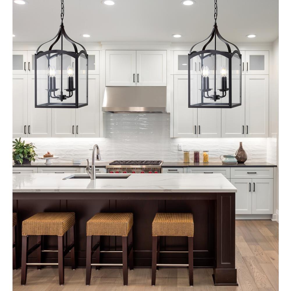 JONATHAN Y Ruth 11" 4-light Traditional Classic Lantern Metal/Glass LED Pendant, Oil Rubbed Bronze