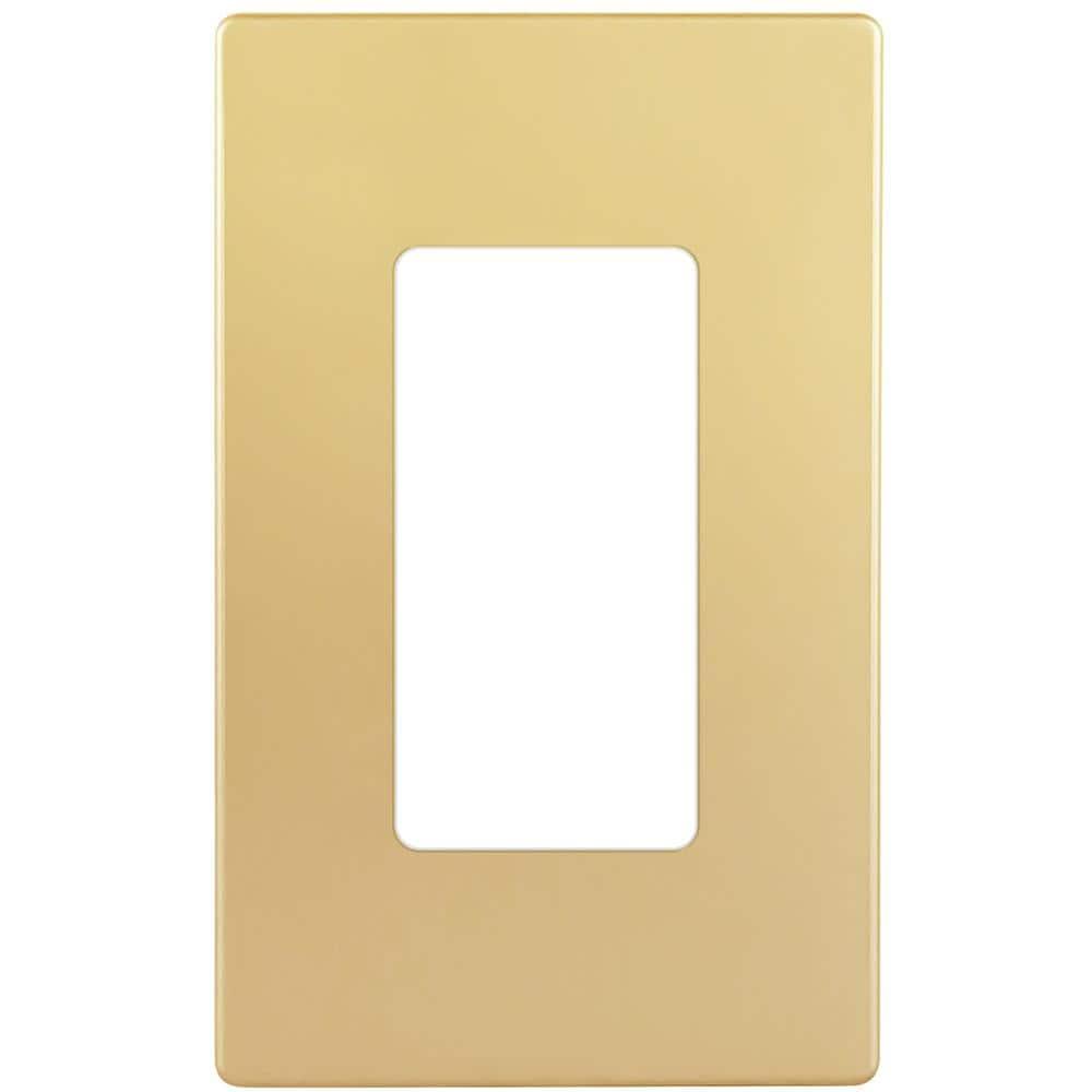 ENERLITES Elite Series Screwless Decorator Wall Plate, Child Safe Outlet Cover, Gloss Finish, Standard Size 1-Gang, Unbreakable Polycarbonate Thermoplastic, Gold
