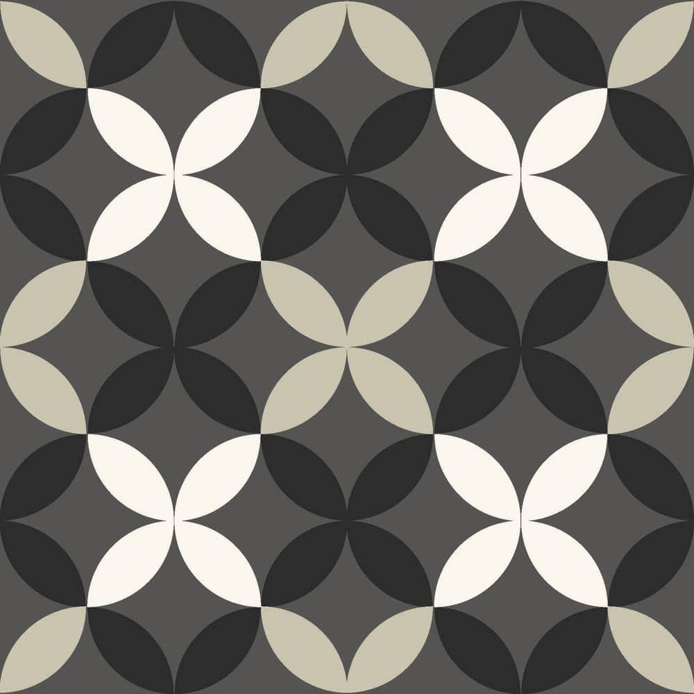 4'x5' Set of 20 Arbor Peel & Stick Floor Tiles Black/Gray - FloorPops: Vinyl Mosaic Flooring, Stain-Resistant