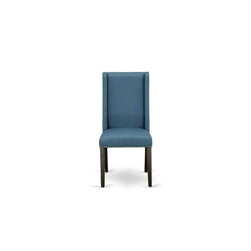 East West Furniture Antique 5-piece Wood Dining Set in Black/Mineral Blue