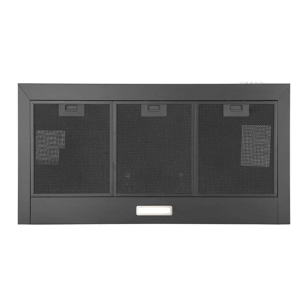 36 Inch Black Range Hood, 450 CFM Stainless Steel Wall Mount Kitchen Hood with Ducted Ductless Convertible, Button Control Over Stove Vent Hood with 3 Speed Noiseless Fan, LED Light (450CFM)