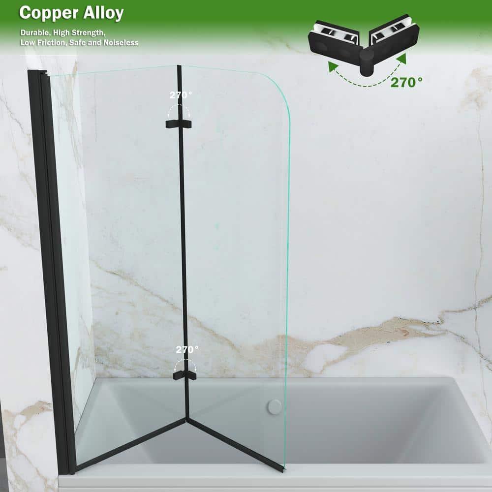 Jraty Glass 43" W x 55" H Frameless Tub Door