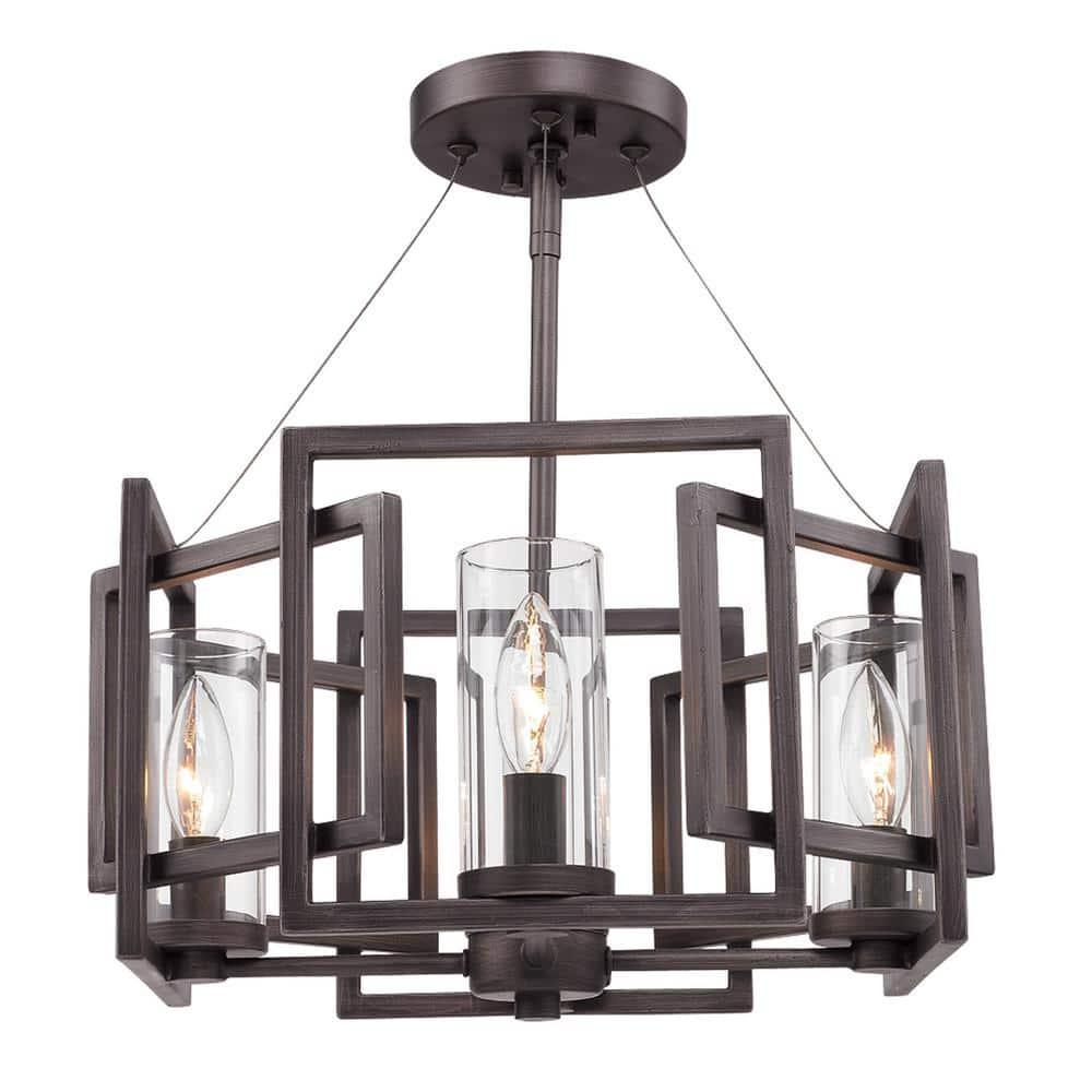 Golden Lighting Marco 4-Light Semi-flush in Gunmetal Bronze with Clear Glass