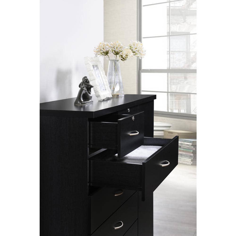 Hodedah 7 Drawer 1 Door Chest, Black