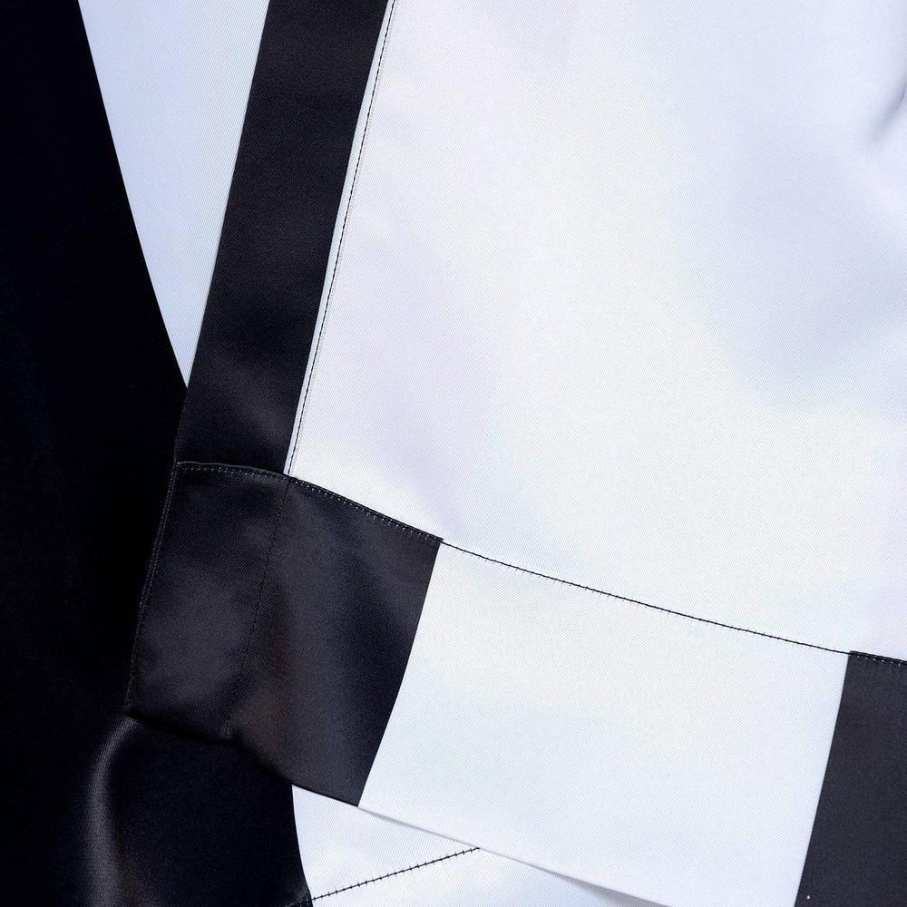 Awning Black & Fog White Stripe Blackout Room Darkening Curtain (1 Panel), Awning Black & Fog White, 50W X 108L