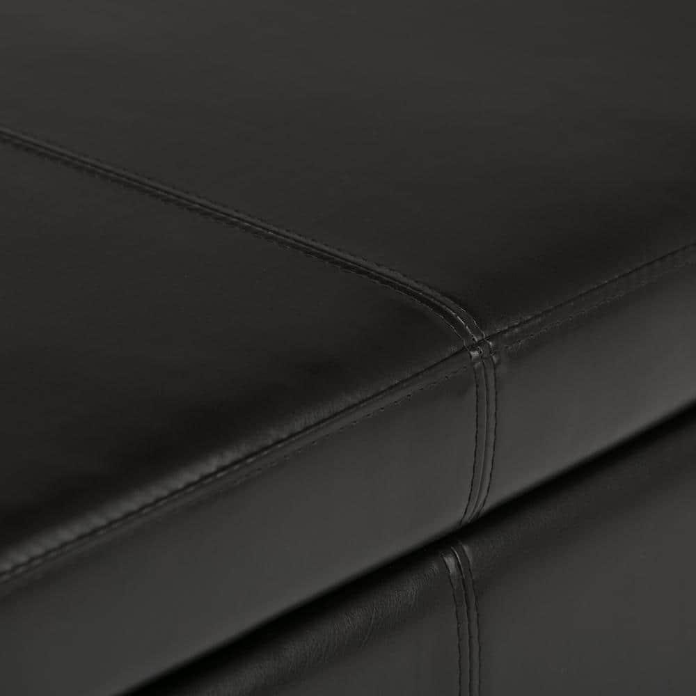 Simpli Home Avalon Faux Leather Storage Bench in Tanners Brown
