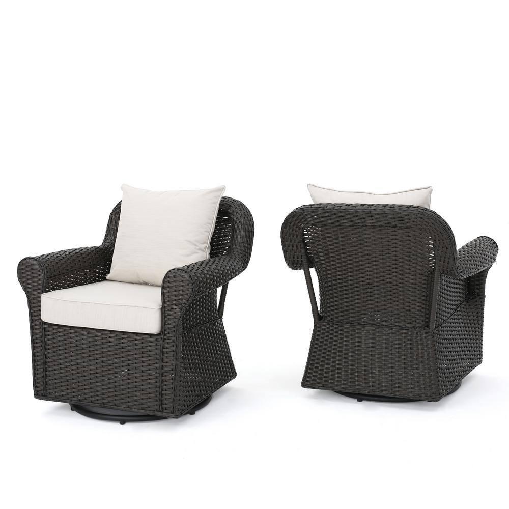 Amaya Set of 2 Wicker Swivel Rocking Chair: Patio Furniture, UV & Weather-Resistant - Christopher Knight Home