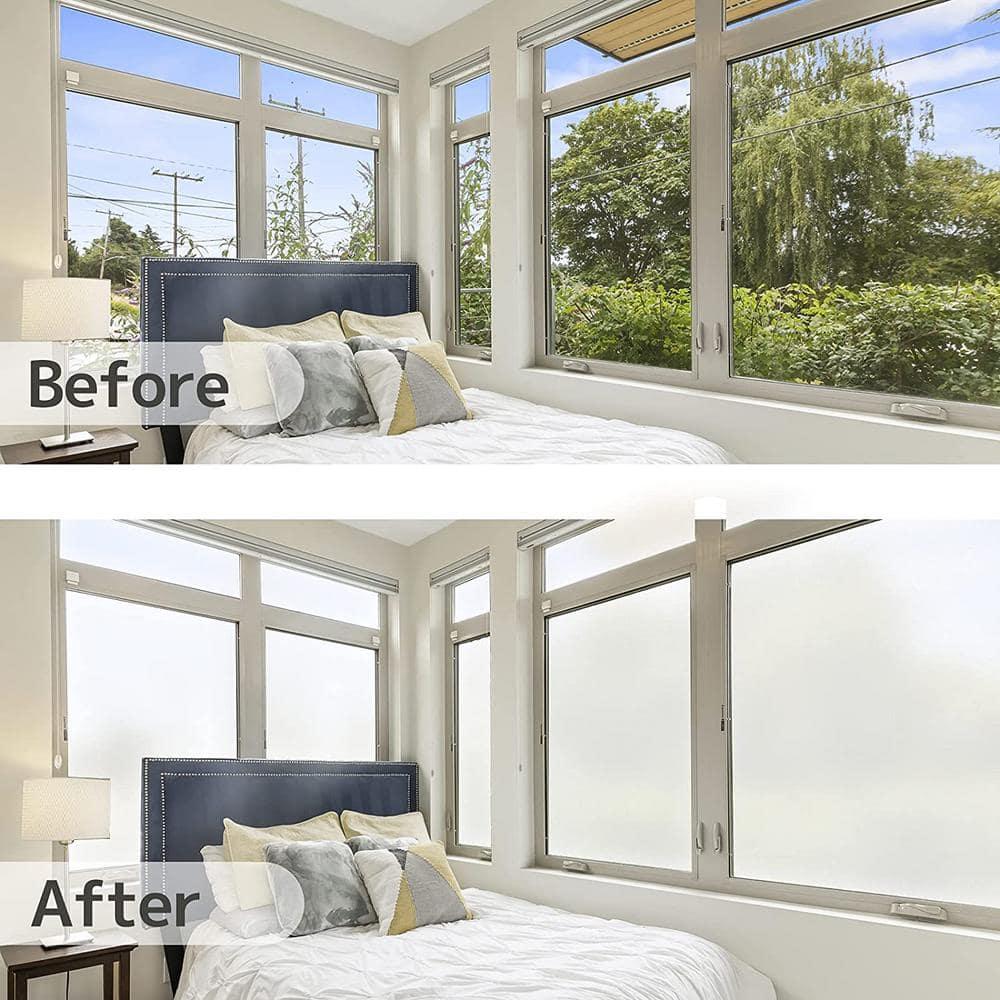 HIDBEA Frosted Window Privacy Film - Non Adhesive Static Cling Glass Stickers Sun UV Blocking Heat Control Door Covering Decals for Home Office, 35.4 x 78.7 Inch