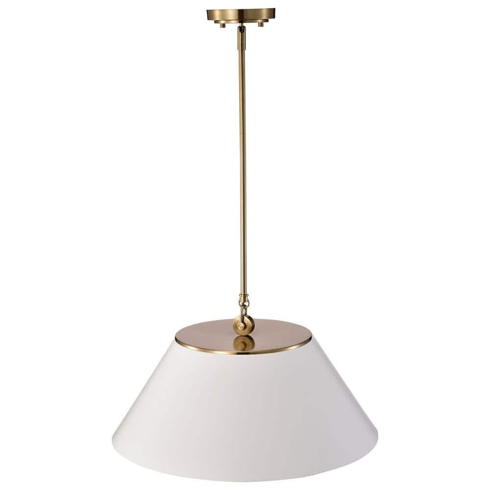 Nuvo Lighting Dover 3 Light Large Pendant White with Vintage Brass