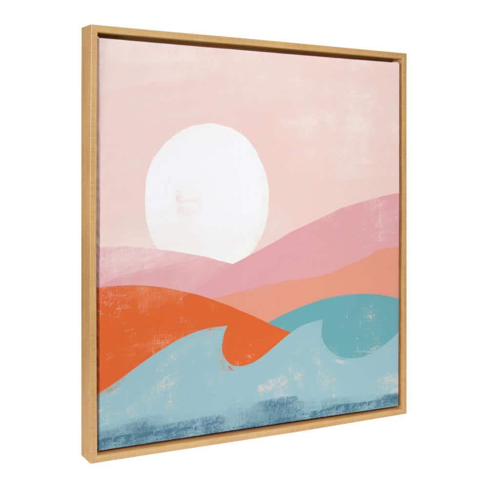30" x 30" Sylvie Endless Summer Framed Canvas By Kate Aurelia Holloway Natural - Kate and Laurel: Modern Beach Scene Wall Decor