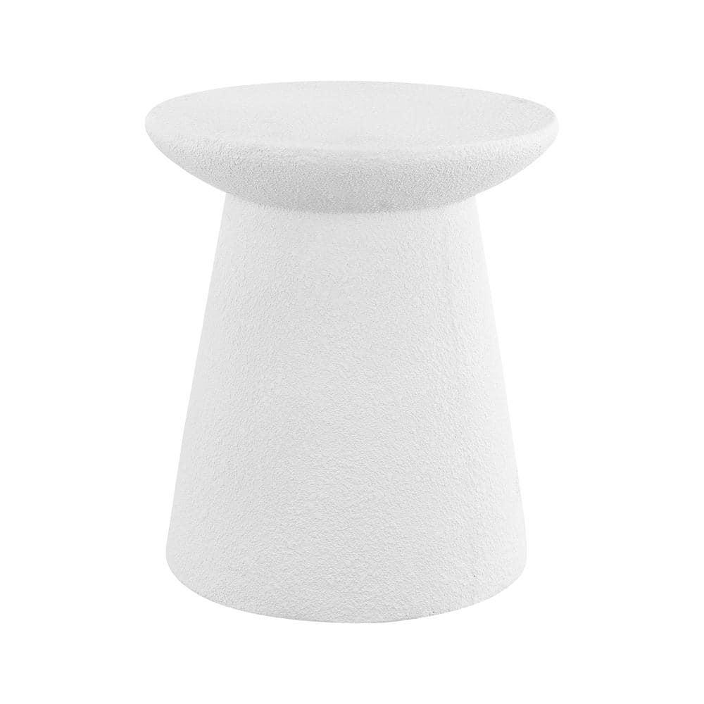 Hollie 18" Minimalist Modern Drum Accent Table Pedestal, White Frosted - JONATHAN Y
