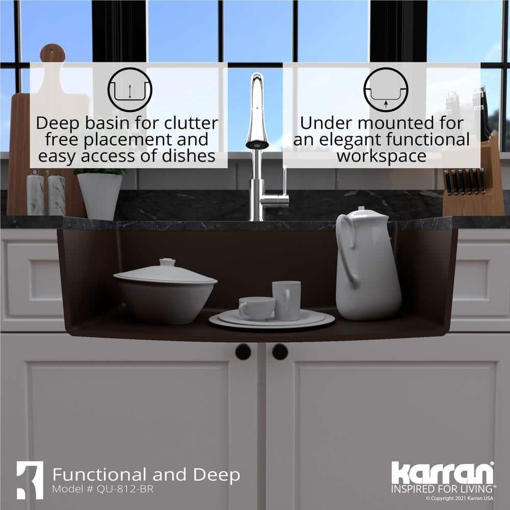 Karran Quartz 32-1/4'' X 19-1/4'' Large Single Bowl Undermount Kitchen Sink