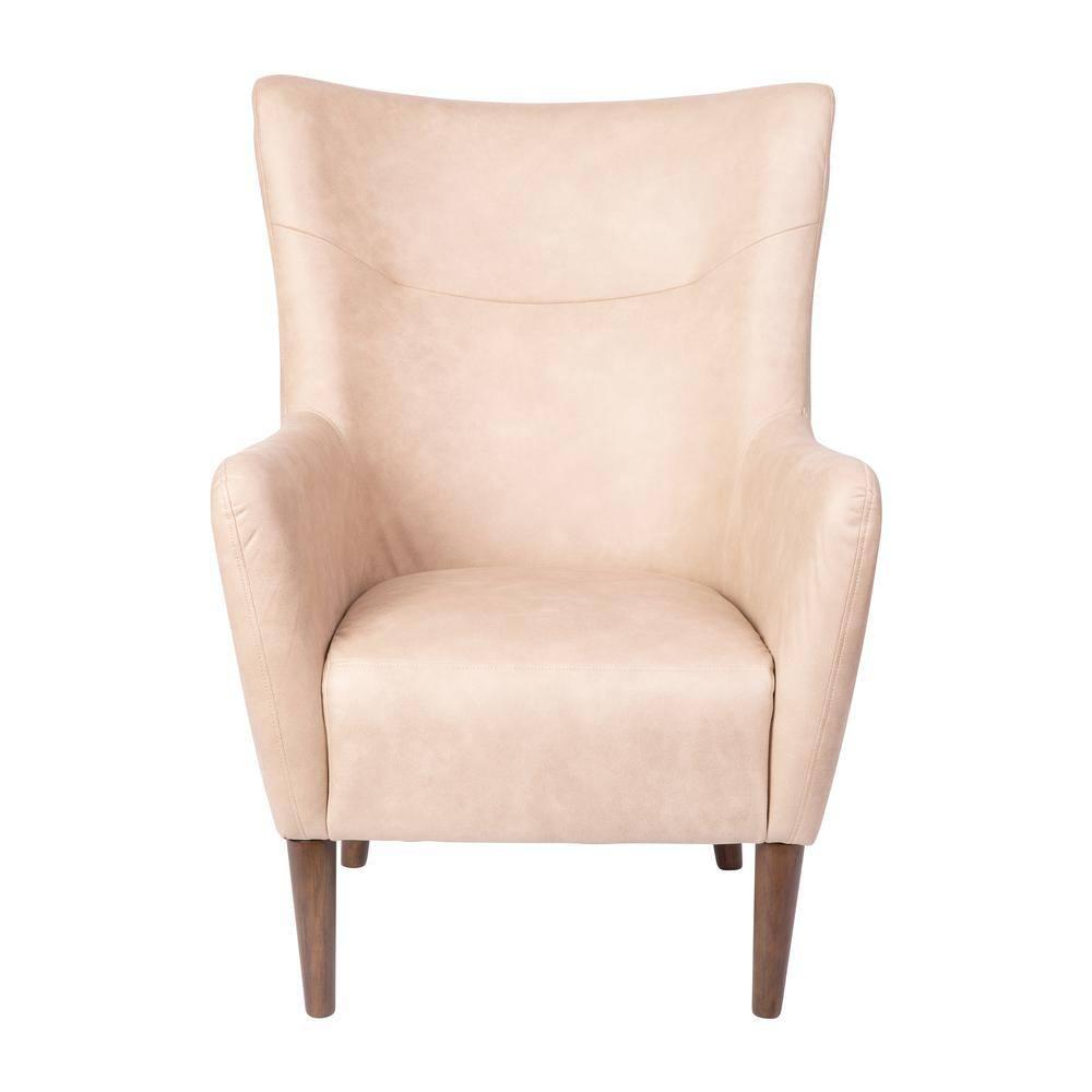 Taylor & Logan Reggie Wingback Chair: Faux Leather, Wood Frame, 300 lbs Capacity