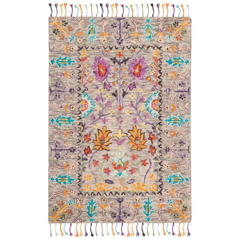 Blossom BLM453 Hand Tufted Indoor Accent Rug - Grey/Multi - 3'x5' - Safavieh