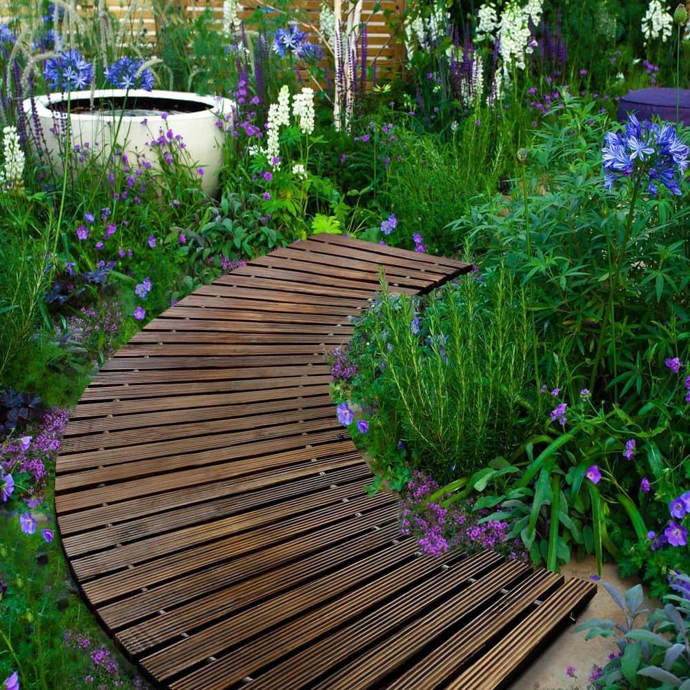 RELIANCER 6' Wooden Garden Pathway,Outdoor Roll Out Cedar Curved Walkway,Patio Path Decorative Garden Boardwalk Walkways,Weather-Resistant Roll Up Beach Wood Road Floor,Wedding Party Pathways