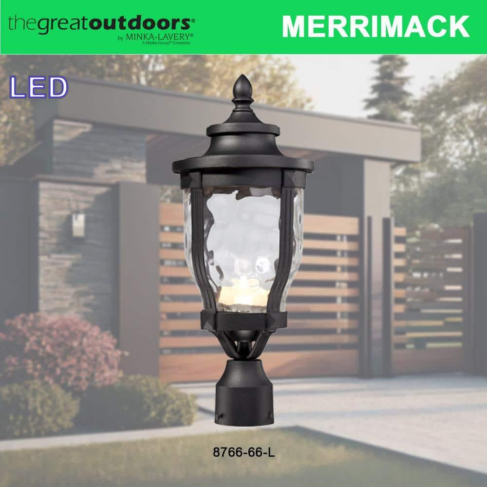 Minka Lavery Vintage Outdoor Post Light Fixture Black LED 19 1/4" Clear Hammered Glass for Post Exterior Barn Deck Porch Patio