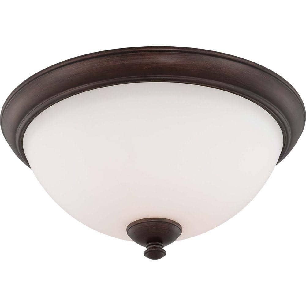 Prairie Bronze 15.75" Frosted Glass Flush Dome Light