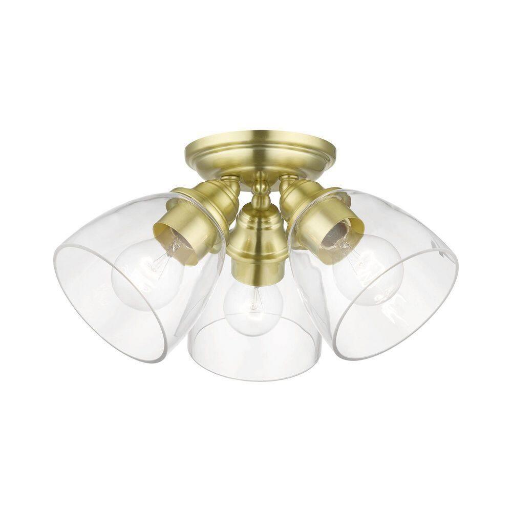 Livex Lighting Montgomery 3 - Light Flush Mount in  Satin Brass