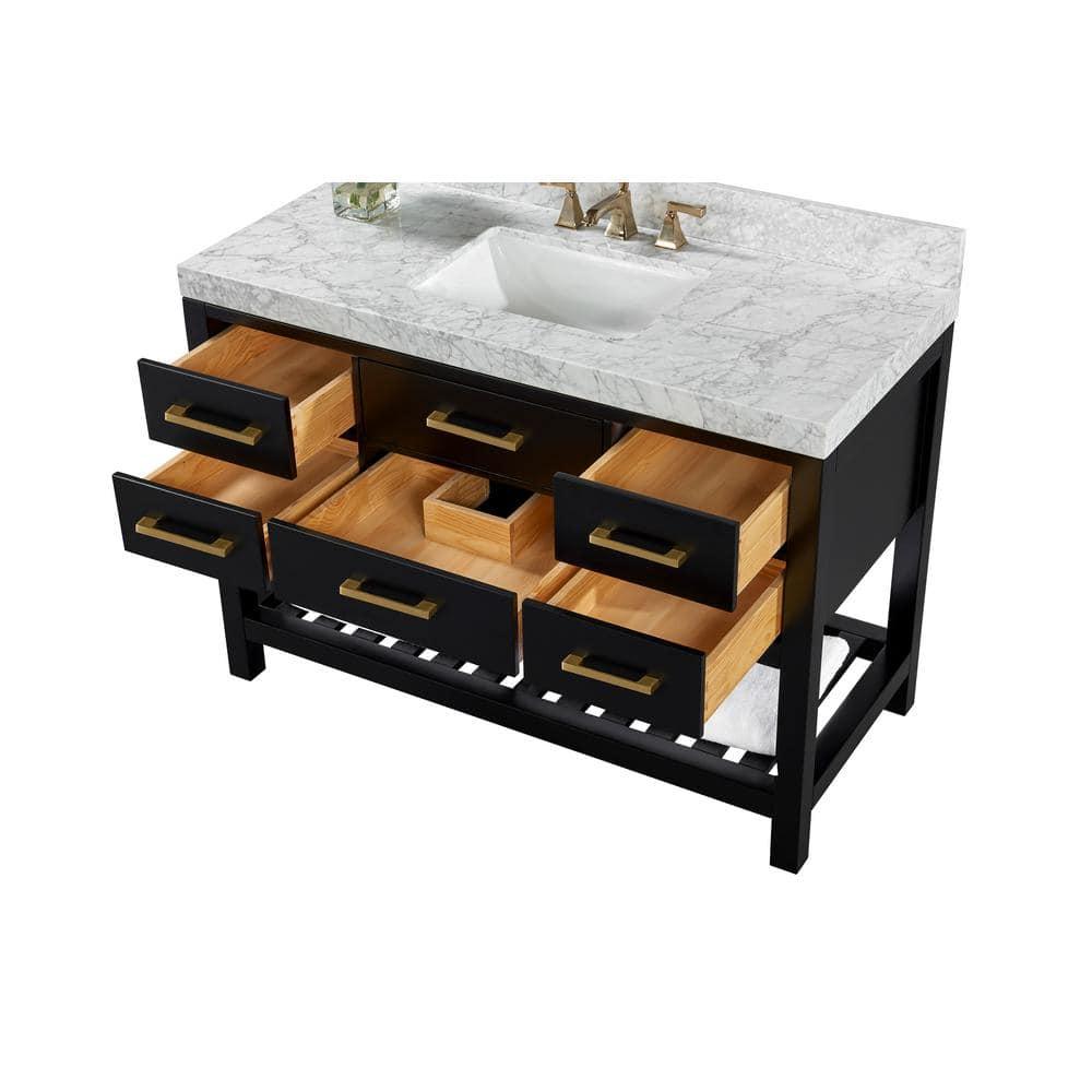 Ancerre Designs Elizabeth 48" Wood Bathroom Vanity Set in Black Onyx