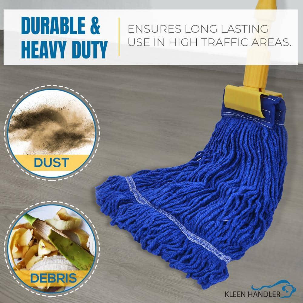 Dark Blue Heavy-Duty Blended String Mop Heads, 13-inch (4-Pack)