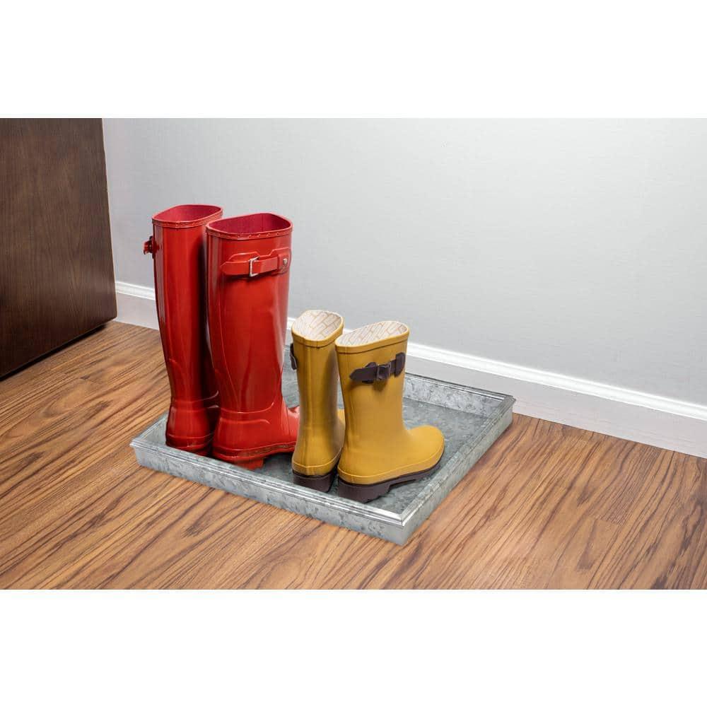 Galvanized Gray Rectangular Metal Multi-Purpose Boot Tray