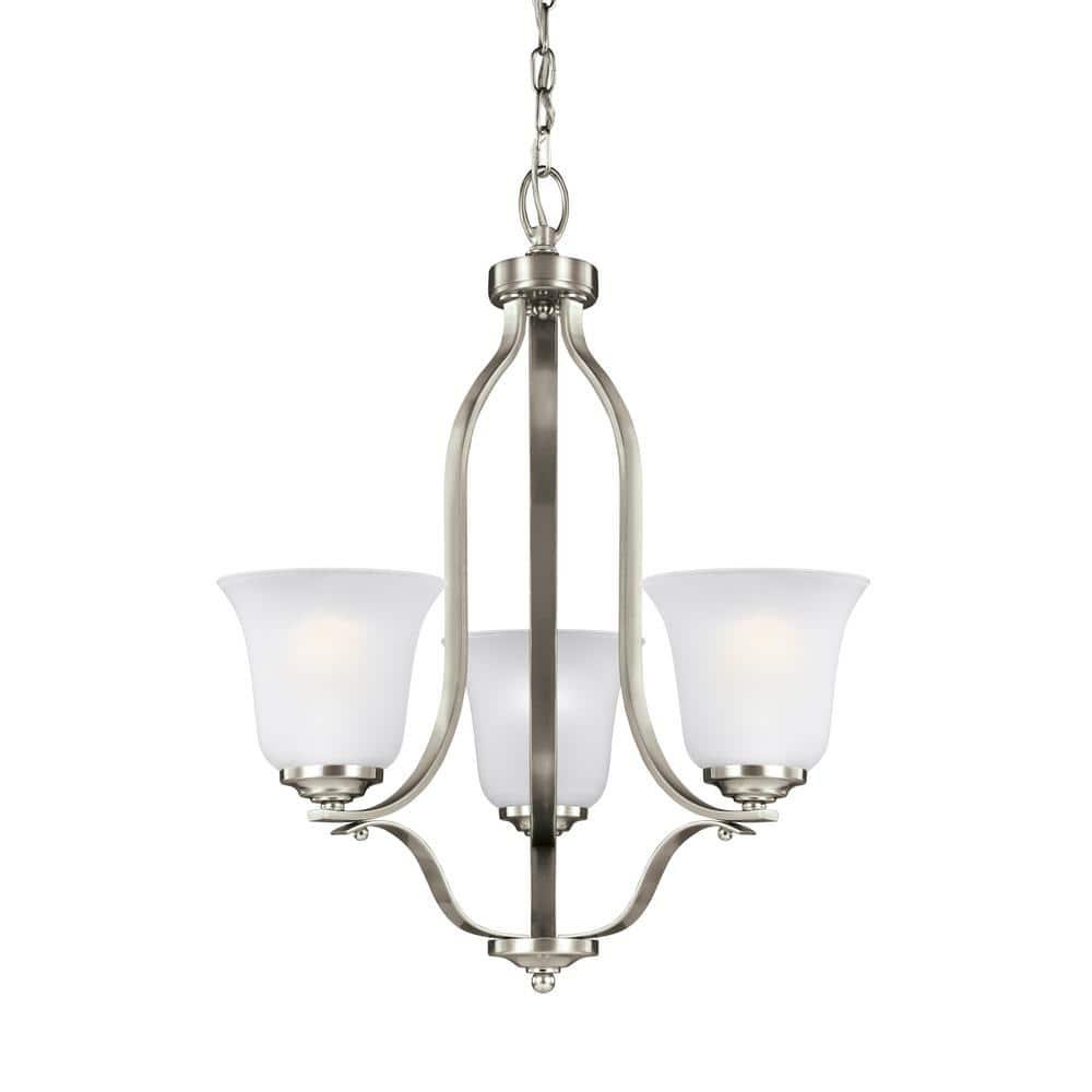 LeCeleBee Generation - Transitional Three Light Chandelier from Seagull-Emmons Collection in Pewter, Silver Finish, Brushed Nickel, Height: 22. 50 inches W...